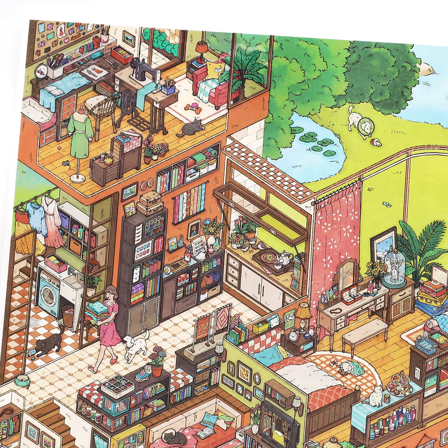 JIANQI Kawaii Apartment Building 3D Underground Exploration Landscape Sticker DIY Pocket Cabin Scene Sticker Scrapbook-Zubehör in Multicolour - Bild 3