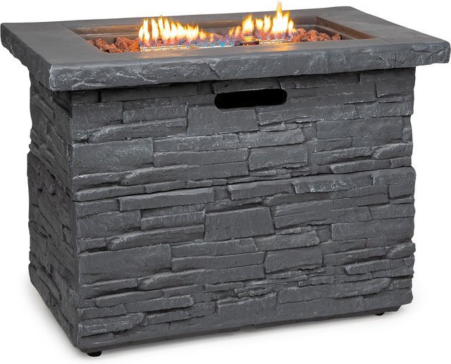 Blumfeldt Anafi Gas-Feuerstelle mit Edelstahlbrenner in Anthrazit und Silber, 40.000 BTU/13kW - Bild 1