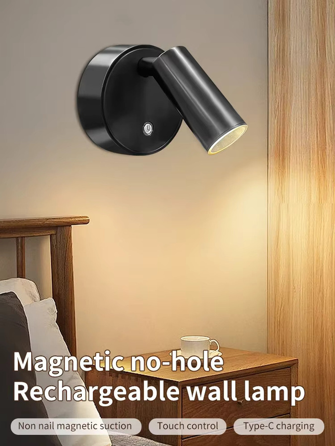 GGBEE LED Wandleuchte mit Berührungssensor, USB-aufladbare magnetische Spotlampe, dimmbar und mit 3 Farbmodi für Schrank, Eingang oder Schlafzimmer - Bild 5