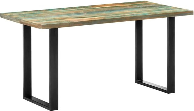vidaXL Esstisch im Industrial Design aus Massivholz und Metall, Mehrfarbig, B/T/H: 160 x 80 x 75 cm - Bild 1