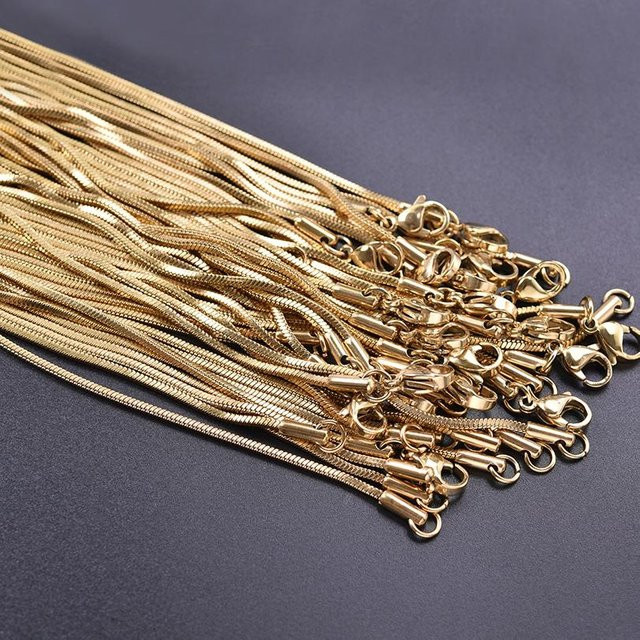 Binchi Outdoor Product Halskette Edelstahl, Schlangen Hängekette, 50cm, Unisex, Gold - Bild 1