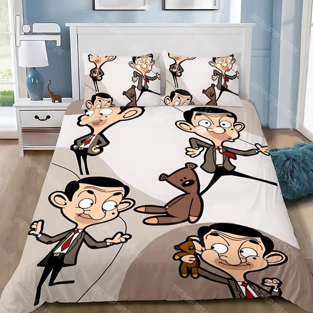 Cartoon Bettwäscheset mit Kissenbezug für Kinder und Erwachsene, weißes Microfaser-Bettwäscheset mit Grafik-Design, B/B: 140 x 200 cm - Bild 1