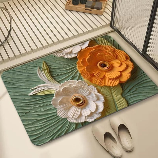 National Tide Blumen Fußmatte mit floralem Design, weiß, B/B: 40 x 60 cm - Bild 1