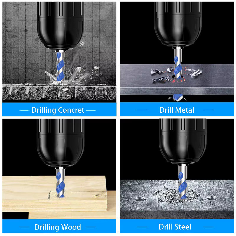 8-teiliges Bohrer-Set für Glas, Fliesen, Wände, Beton und Metall, Durchmesser 3-12 mm, Blau - Bild 2