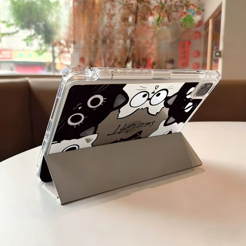 Stoßfeste Samsung Tablet Hülle mit Schwarz/Weiße Katze Design für S9 FE, S7, S8 Plus, S10, S6 Lite und Tab A11 Plus, A9 8,7 Zoll - Bild 4