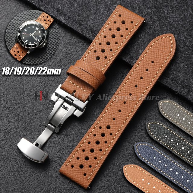 Uhrenarmband Echtleder, Vintage, Schmetterlingsschnalle, Unisex - Bild 1