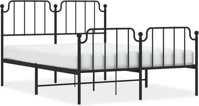 vidaXL Bettgestell aus Metall mit Kopf- und Fußteil in Schwarz, B/T/H: 150 x 200 x 156 cm - Bild 1