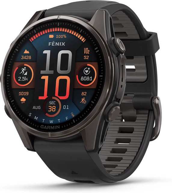 Garmin Smartwatch fenix 8, Saphirglas, Silikonband, 43 mm, Herren, Schwarz - Bild 1