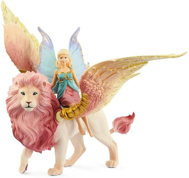 Schleich Bayala Elfe auf geflügeltem Löwe Spielfigur in Rosa - Bild 1