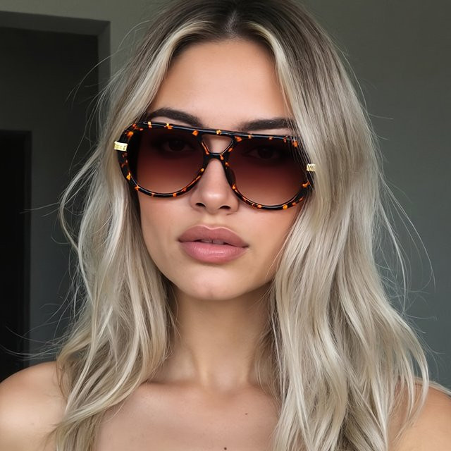 YuYing Sonnenbrille Damen, Vollrand, braun - Bild 1