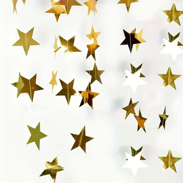 4M Golden Star Pailletten Banner Set mit 36 Stück Stern-Wimpeln in Gold für Party, Geburtstag und Silvester Dekoration - Bild 1