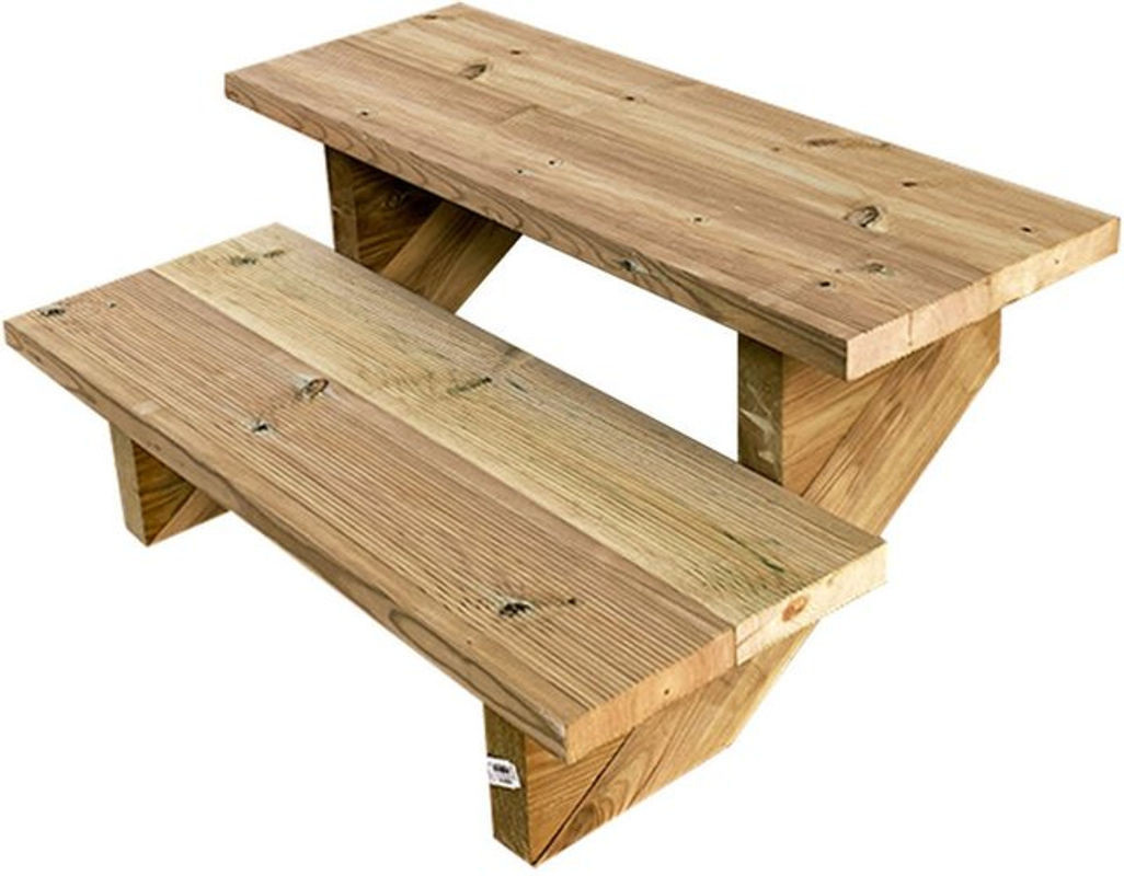 Vinuovo Terrassentreppe aus Holz in Braun, 2 Stufen, ohne Setzstufen, Höhe: 37 cm, Breite: 80 cm - Bild 1