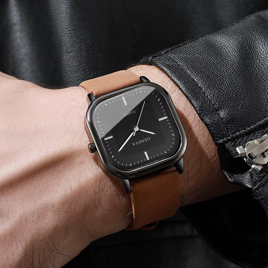 yolako Armbanduhr, Quarz, Leder, Schwarz, Herren - Bild 2
