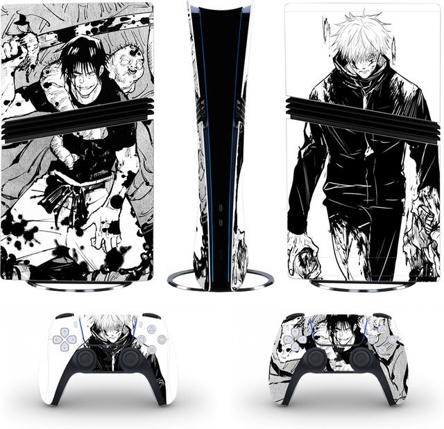 Yolouxiku Jujutsu Kaisen Gojo Vinyl Skin Aufkleber für PS5 Pro Konsole und Controller, Braun/Mehrfarbig - Bild 1