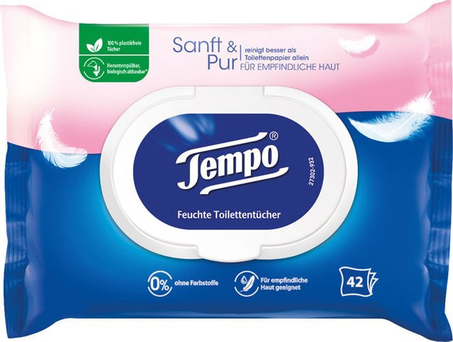 Tempo Feuchte Toilettentücher Nachfüllung, 42 Stück, Unisex - Bild 1