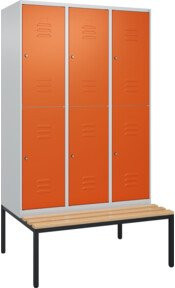 C+P Doppelstock-Spind Classic PLUS mit Sitzbank, 3 Abteile, Buche-Hartholz, B/T/H: 212 x 120 x 81,5 cm - Bild 1