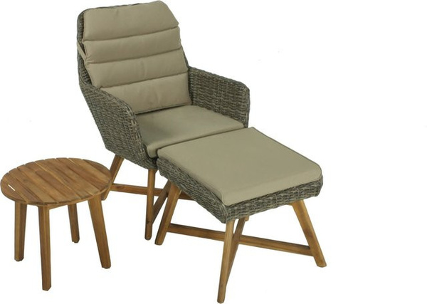 Garden Pleasure Lounger-Set Calvia Coffee aus Akazienholz, 3-teilig, braun/dunkelgrau