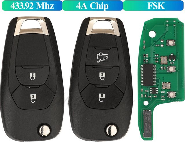 Jingyuqin Fernbedienung Auto Schlüsselanhänger mit 4A Chip für Chevrolet Cruze, Cavalier, Trax und Sonic, Farbe: Schwarz, 433,92 MHz FSK - Bild 1