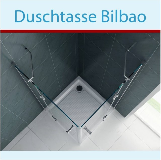 Jet-Line Duschtasse Bilbao quadratisch in Weiß mit Anti-Slip-Funktion, B/T: 90 x 90 cm - Bild 1