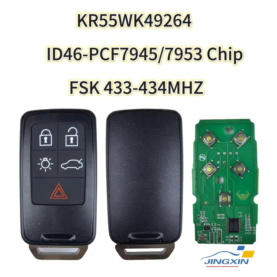 QCONTROL Auto Fernbedienung Schlüsselanhänger für Volvo XC60 S60 S60L V40 V60 S80 XC70, 5 Tasten, Schwarz, FSK 433-434 MHz ID46 - Bild 4