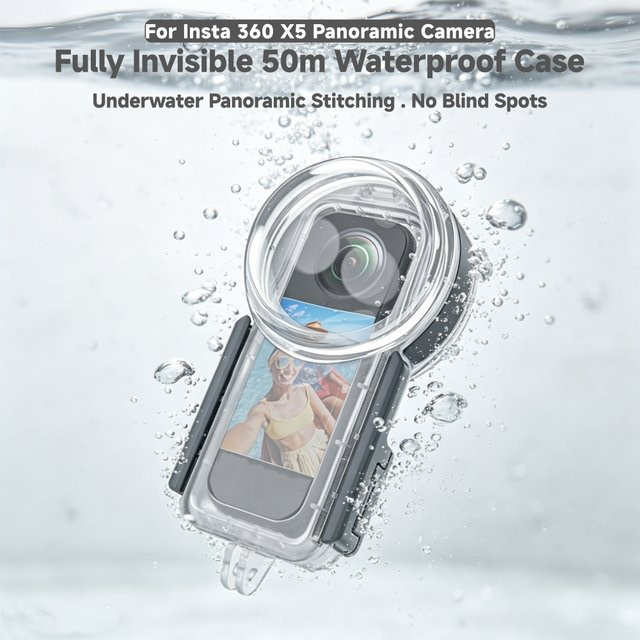 Seafrogs Wasserdichtes Kameragehäuse für Insta 360 X5, Transparentes Unterwassergehäuse bis 50m Tiefe - Bild 1