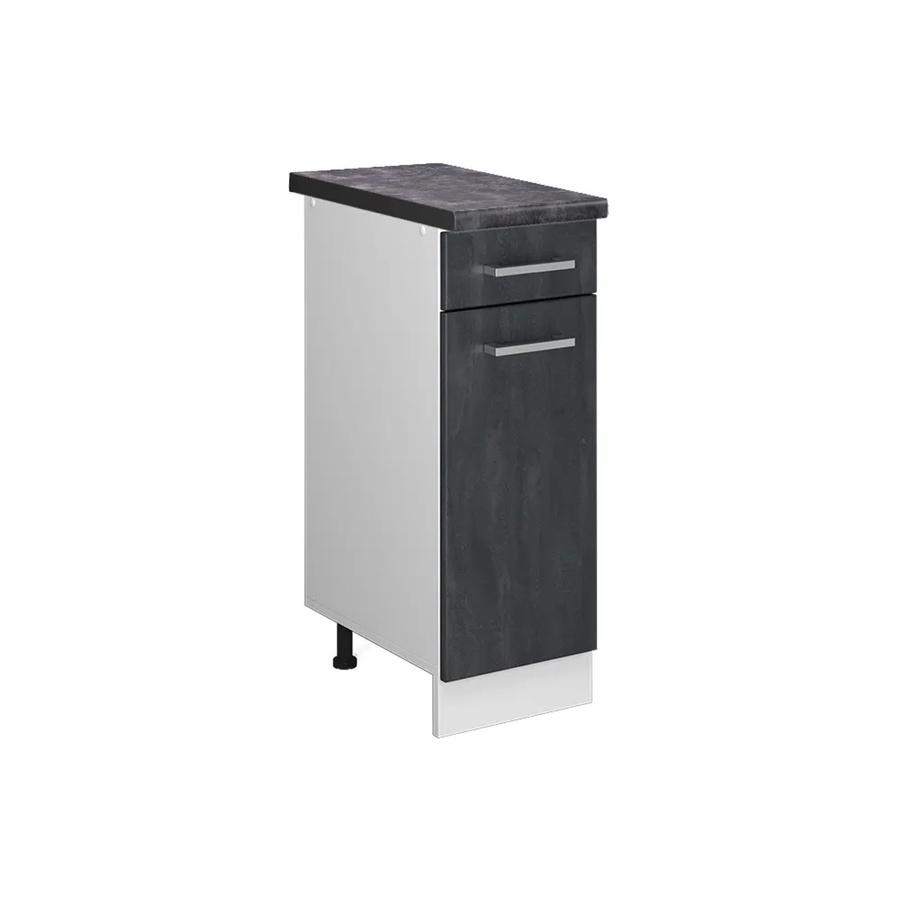 Vicco Küchenunterschrank R-Line Schubladenschrank mit Arbeitsplatte, Schwarz Beton und Anthrazit, Korpus Weiß, Breite: 30 cm - Bild 2