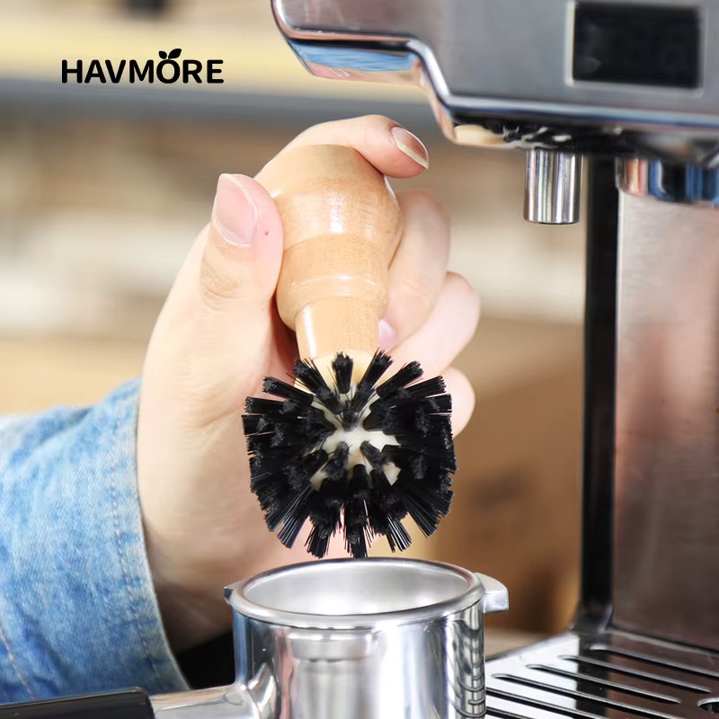 EAKOERS Espresso Reinigungsbürste mit Holzgriff in Braun - Bild 3