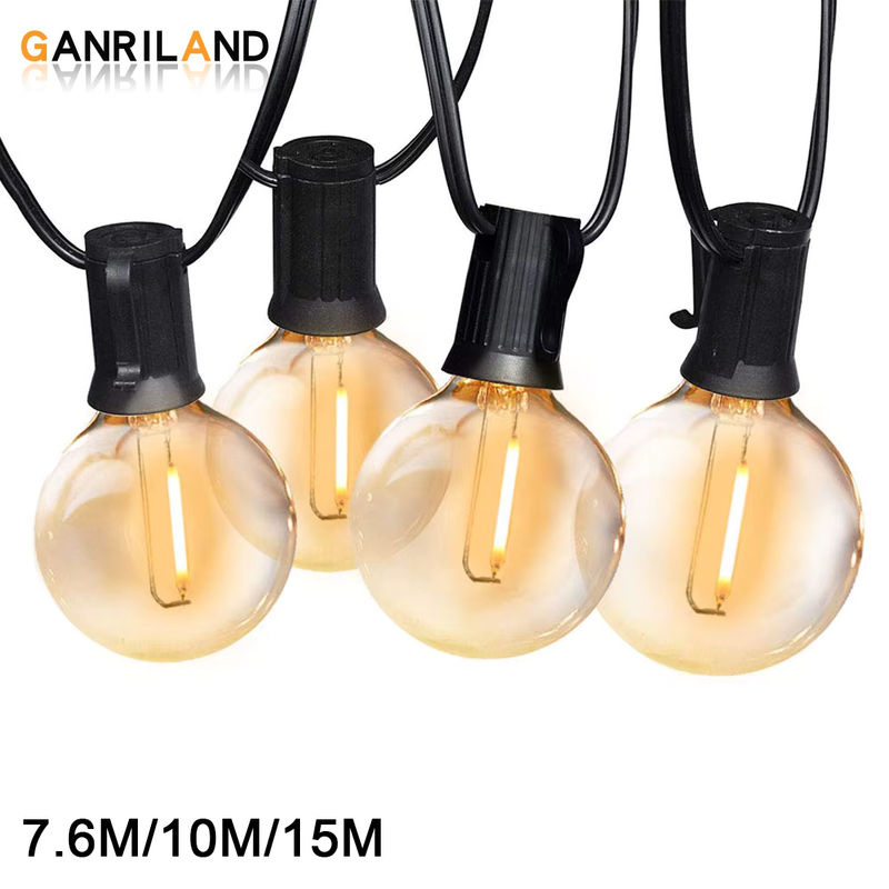 Ganriland LED-Lichterkette Outdoor mit warmweißen G40 Globus Leuchtmitteln, E12, wetterfest IP44, anschließbar - Bild 6