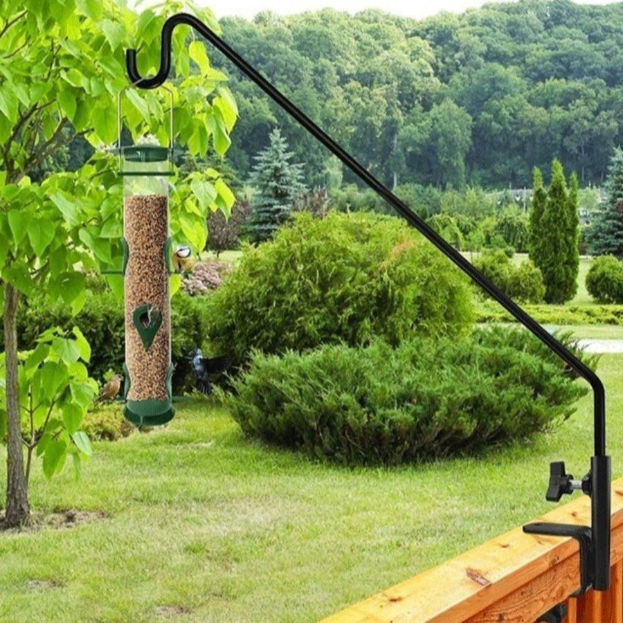Zhongrong Schwerlast-Gartenhaken aus Edelstahl verstellbar, Pflanzenhalter für Terrassengeländer, schwarz, Höhe: 28 cm - Bild 5