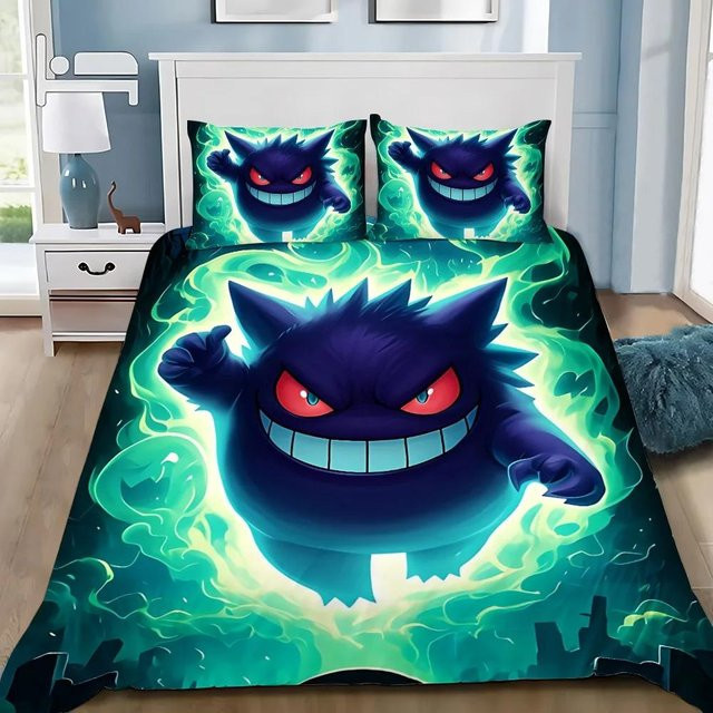 Bettwäscheset mit Cartoon Böse Gengars Motiv aus Mikrofaser, Blau, B/H: 140 x 210 cm - Bild 1