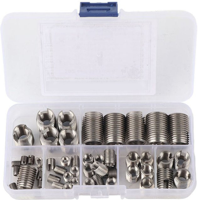 50 Stück selbstschneidende Gewindeeinsätze aus Edelstahl in Silber zur Gewindeverstärkung und Reparatur - Bild 1