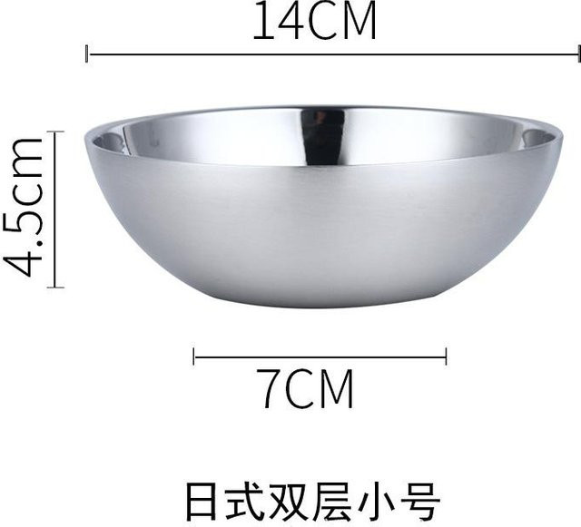 Yiran Furniture Suppenschüssel aus 304 Edelstahl in Grau, doppelschichtige koreanische Nudelschüssel mit Verbrühungsschutz - Bild 1