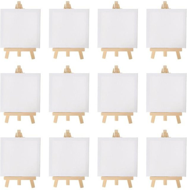 Künstler Mini-Staffelei und Mini-Leinwand-Set, 12-teiliges Set, Holz, Bunt / Mehrfarbig - Bild 1