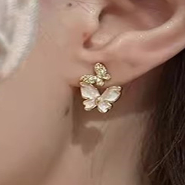 Huitan Ohrstecker Schmetterling, Zirkonia, Gold, Damen - Bild 1