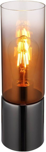 GLOBO Tischleuchte aus Metall und Glas in Kupfer und Chrom mit transparentem Schirm, E27, Höhe: 30 cm, Durchmesser: 9 cm - Bild 1