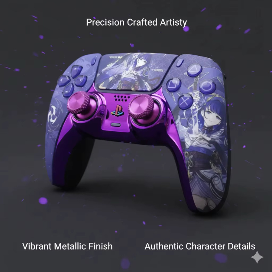 DIY Ersatzgehäuse für Sony DualSense PS5-Controller mit Fantasy-Kunstwerk und Gaming-Zubehör - Bild 2