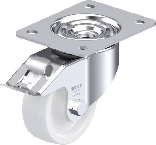 Blickle Lenkrolle LK-SPO 100G-3-FI mit Feststeller, Rad-Durchmesser: 100 mm, Tragfähigkeit: 350 kg, Farbe: Weiß - Bild 1