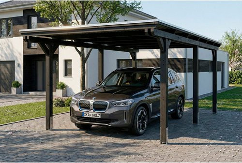 SKANHOLZ Carport Emsland aus Fichte mit Stahl-Dachplatten in Anthrazit und Schwarz, B/T/H: 604 x 340 x 238 cm - Bild 1