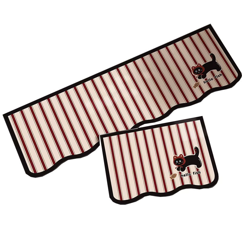 Facaishu Küchenbodenmatte aus PVC-Leder mit Cartoon-Tiermuster, wasserdicht, ölbeständig und rutschfest, rechteckig, mehrfarbig - Bild 2