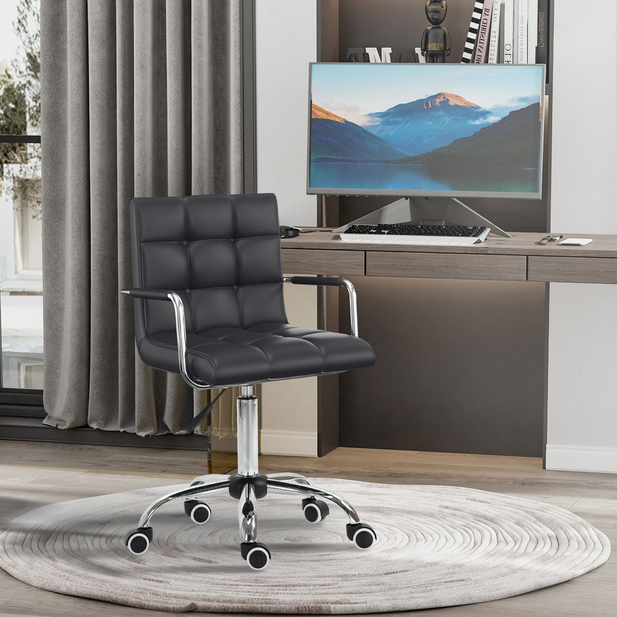 HOMCOM Executive Bürostuhl aus Kunstleder mit Armlehnen und Rollen, Schwarz oder Weiß, Höhe: 46-61 cm - Bild 2