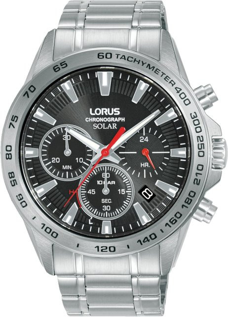 Lorus Chronograph, Solar, Edelstahl, Schwarz, 43 mm, Herren - Bild 1