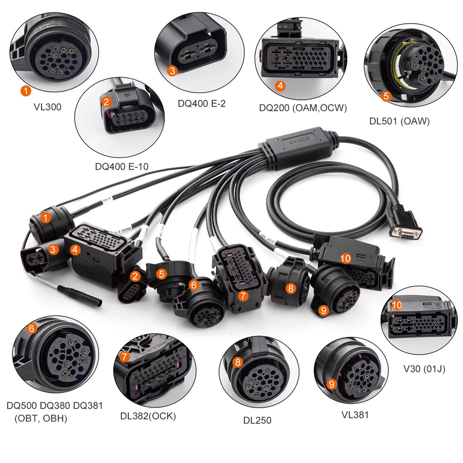 GODIAG Getriebe-Kabelset 9-in-1 für VAG V30 DQ200 DL501 VL300 VL381 DQ500 DQ250 DQ380 in Schwarz für Multi Prog und AUTEL Gbox - Bild 3