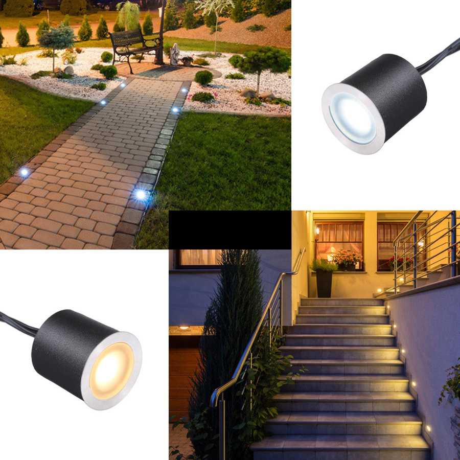 TOMTOP JMS 16er Set LED Einbauleuchten für den Außenbereich, IP67 wasserdichte Bodeneinbauleuchten in Schwarz, Warmweiß, DC12V Niederspannung für Garten und Terrasse - Bild 6
