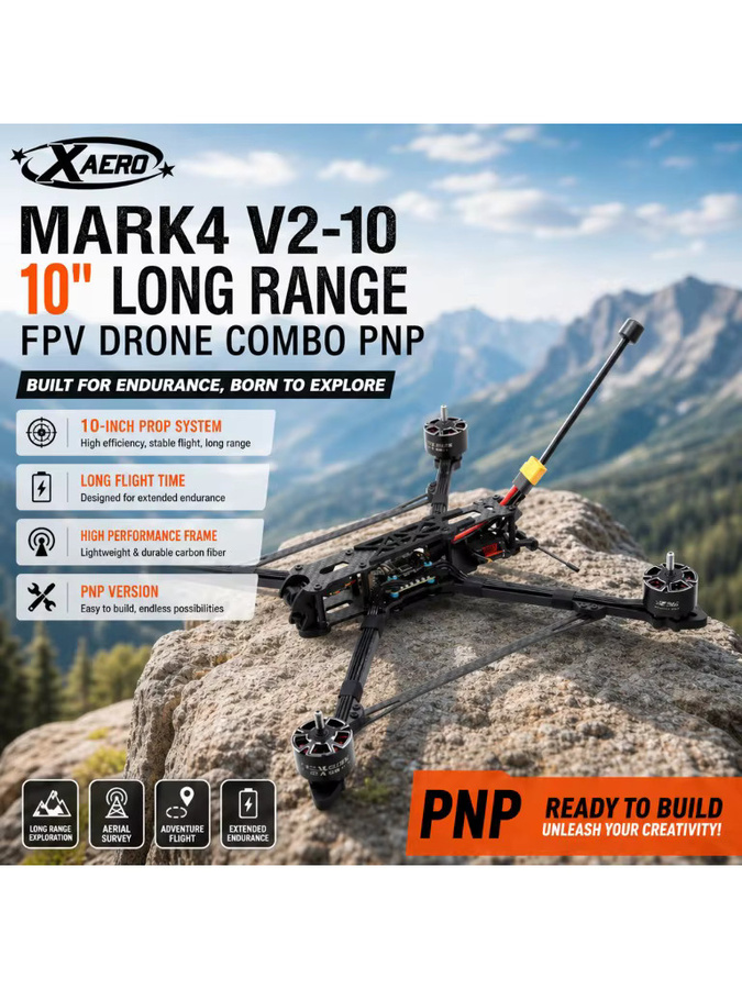 MARK4 V2 10-Zoll FPV-Drohnenkombination PNP Quadrocopter für Endurance-Flug in Schwarz - Bild 5