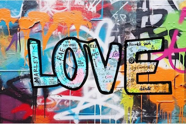 Art Universe Glasbild Paint The World With Love, modern, multicolor, B: 80 cm, H: 120 cm - Bild 1