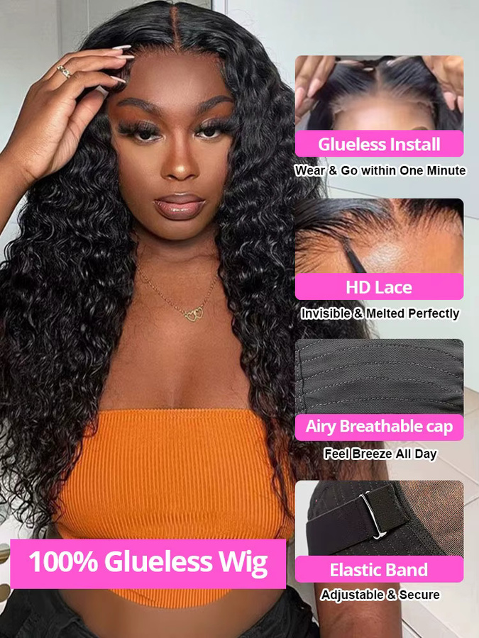 AMYTUD Echthaarperücke Deep Wave, 30-40 Zoll, Damen, Lockiges Haar - Bild 6