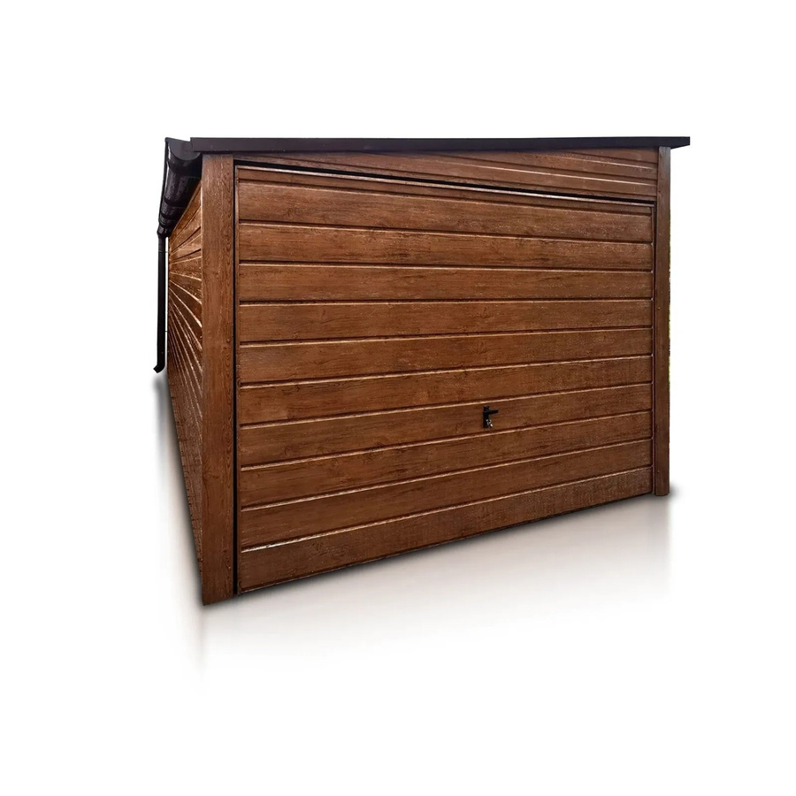 Liderstal Einzelgarage Premium aus Blech in Holzoptik mit Pultdach und Schwingtor, B/T/H: 400 x 500 x 250 cm, Farbe: Braun - Bild 2