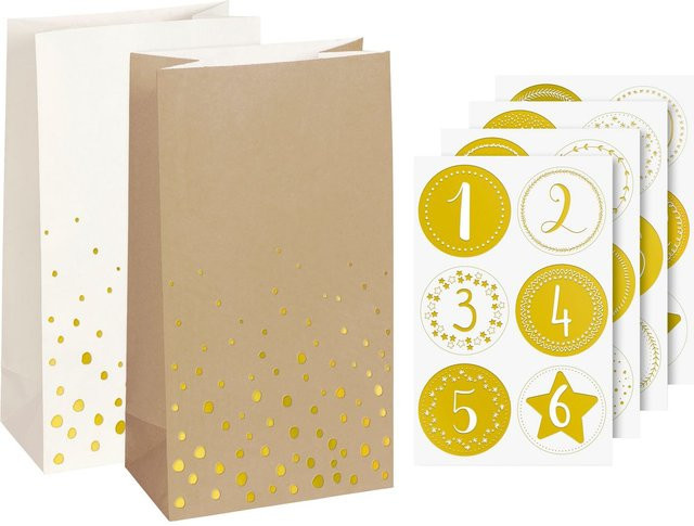 Heyda Adventskalender-Set Goldene Punkte in Weiß, Natur und Multi aus Papier - Bild 1