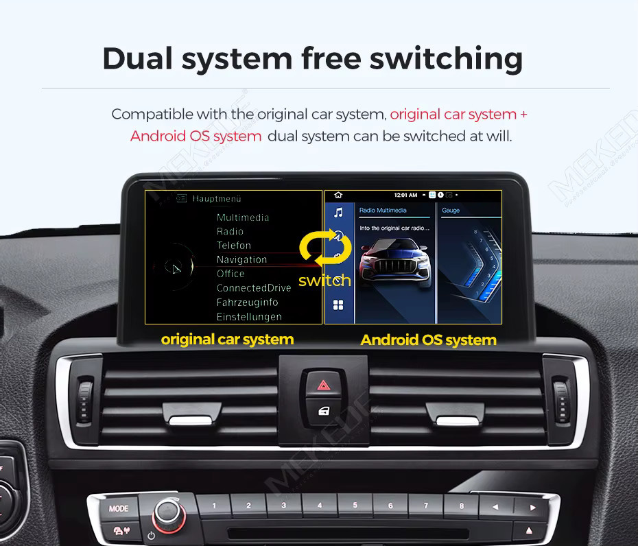 MEKEDE Android Auto und CarPlay Autoradio mit 10,25 Zoll Touchscreen für BMW 1er 2er Serie F20 F21 F22 F23 NBT, Multimedia Player mit GPS, Bluetooth, WiFi und 4G LTE, Farbe: Schwarz - Bild 4
