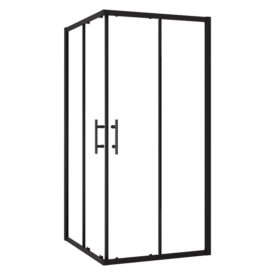 AICA Duschkabine Eckig mit Schiebetür aus Sicherheitsglas in Schwarz und Transparent, B/T/H: 80 x 80 x 195 cm - Bild 2